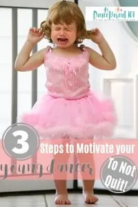 3 Steps to help motivate young dancers to not quit. A great article with lot so f examples and solutions!! #danceclass #balletclass #kidsdance #dancelesson