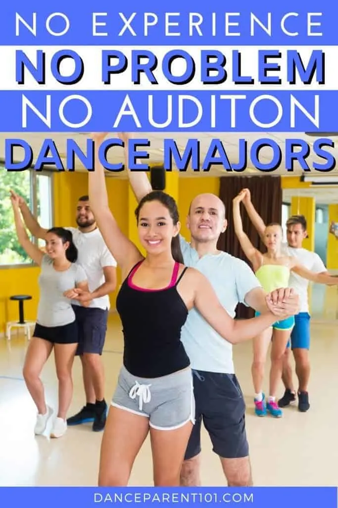 Did you know you can major in dance at college or university with no experience there are more than 40 college dance programs that admit students into dance degrees without an audition! So if you are a highschool student, planning to be a freshman next year choosing a university and putting in your applications, when doing your college prep check out the list of colleges with bachelor or art and science degrees in dance.