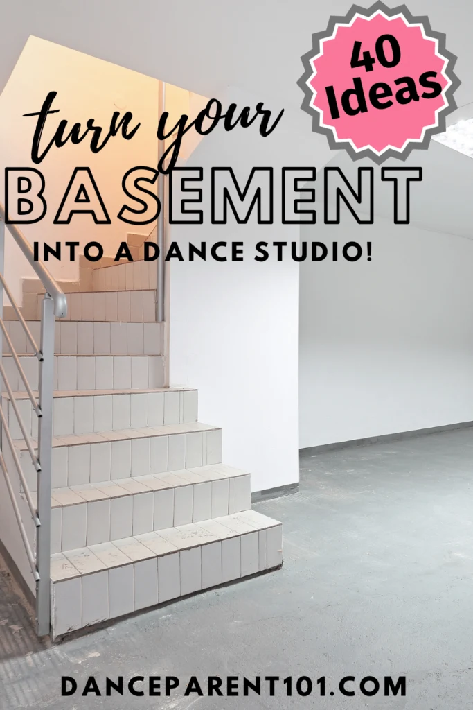 Pin for article The Best Home Dance Studio and Work Out Space Ideas for Basements!