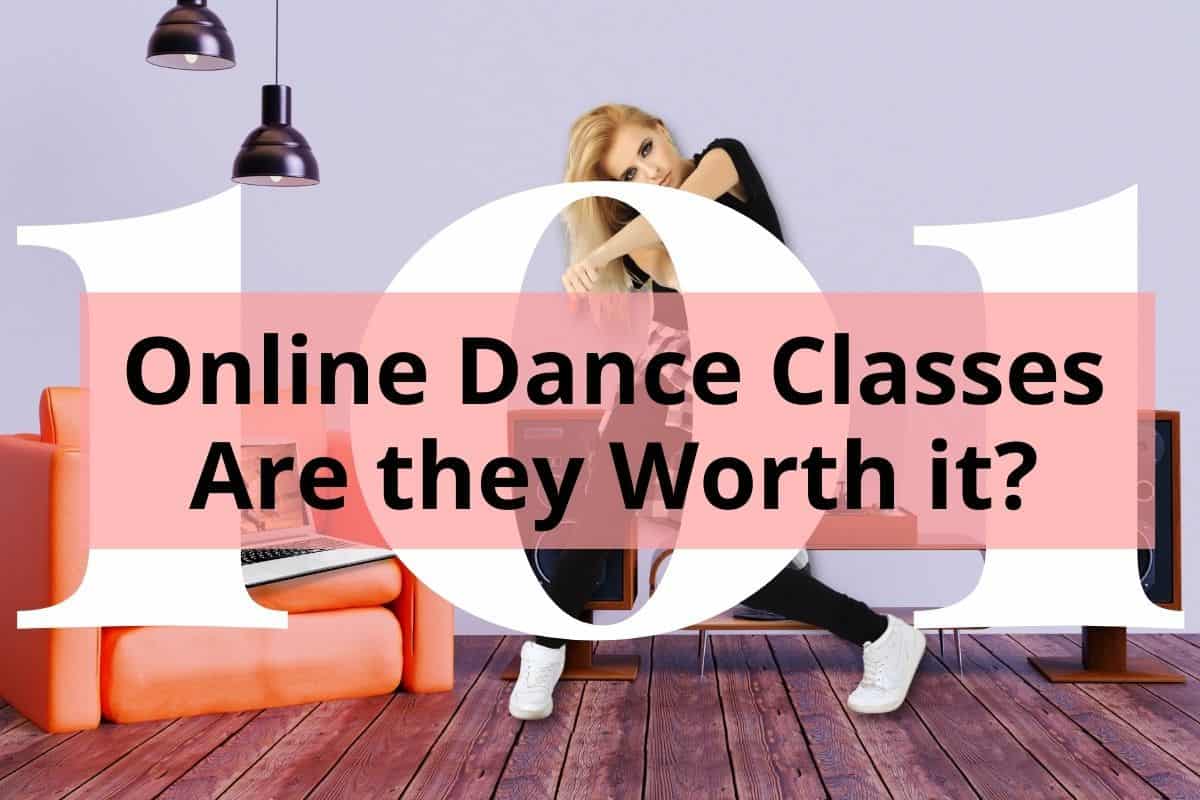 Online Dance Classes- Are they worth it?-a girl in a dance studio doing a dance pose with laptop on the sofa, speakers and lights