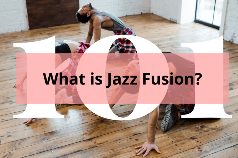 three adults doing back bending dance on the floor with title What is Jazz Fusion?