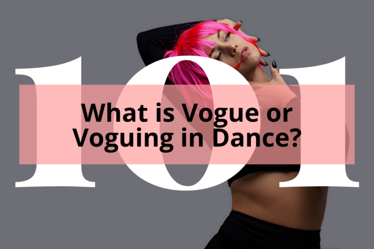 woman bending head and holding her neck with title What is Vogue or Voguing in Dance?