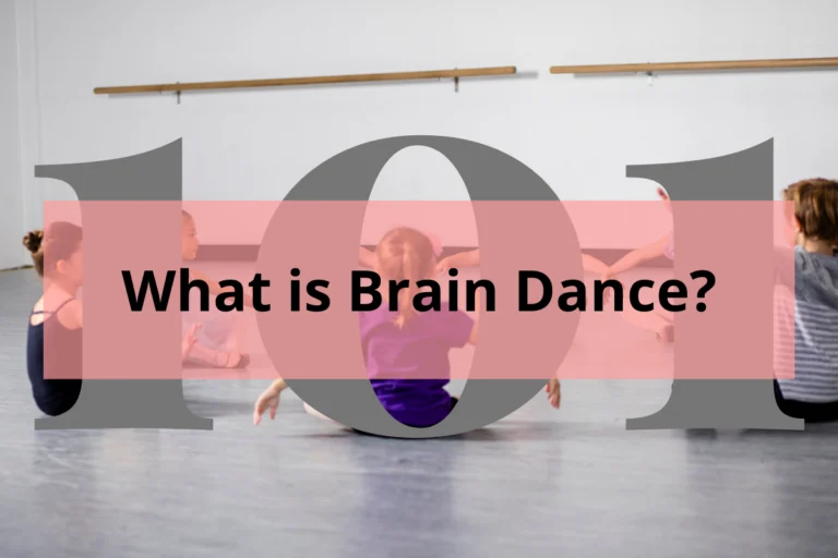 kids sitting on the floor, both hands sideways with title What is Brain Dance?