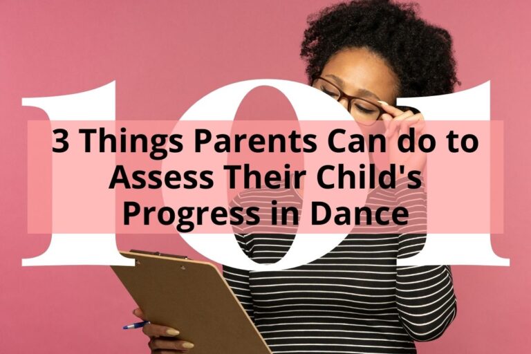 Woman looking at a clipboard thinking with title 3 Things Can Do To Assess Their Child's Progress in Dance
