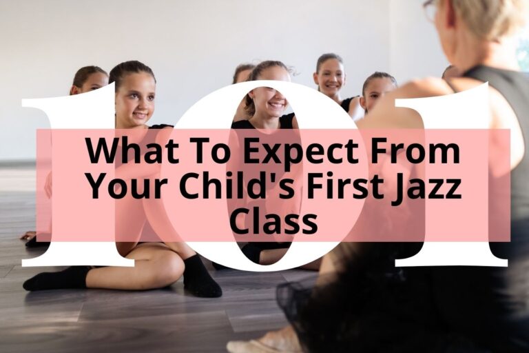 What To Expect From Your Child's First Jazz Class- a group of ballerina siting with instructor