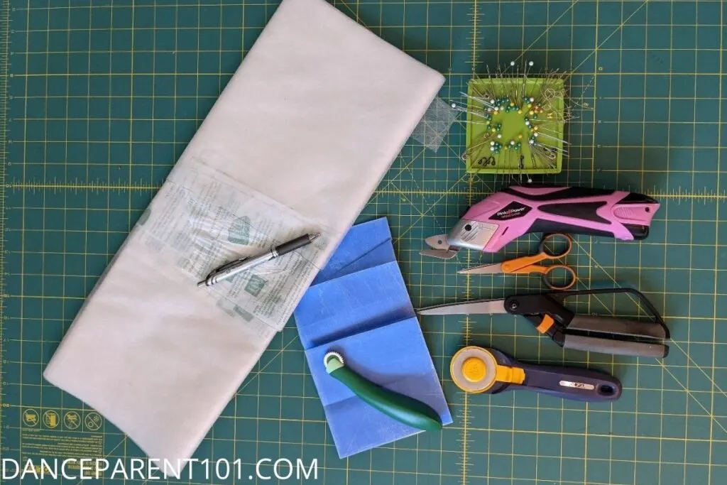 Some of the materials you might use when cutting out a pattern