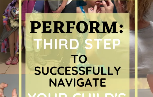 mom and kid getting ready performing with title Perform: Third Step to Successfully Navigate Your Child's Dance or Ballet Recital