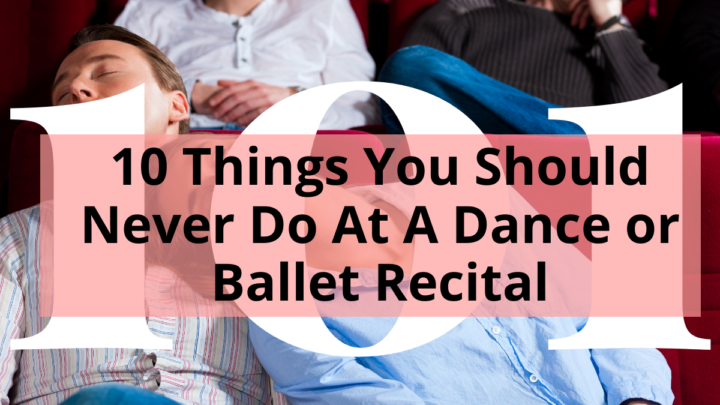 People Falling Asleep in the theatre in the background of the title for the article Things You Should Never Do At A Dance or Ballet Recital