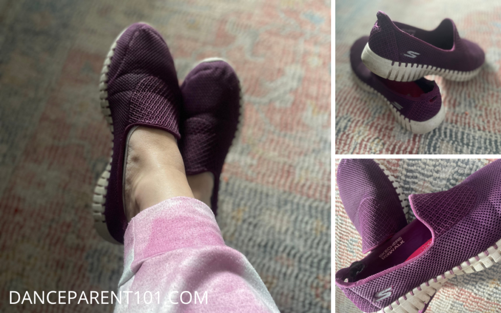 Authors feet in Skechers shoes - The Best Mother's Day Gifts For Dance Moms 