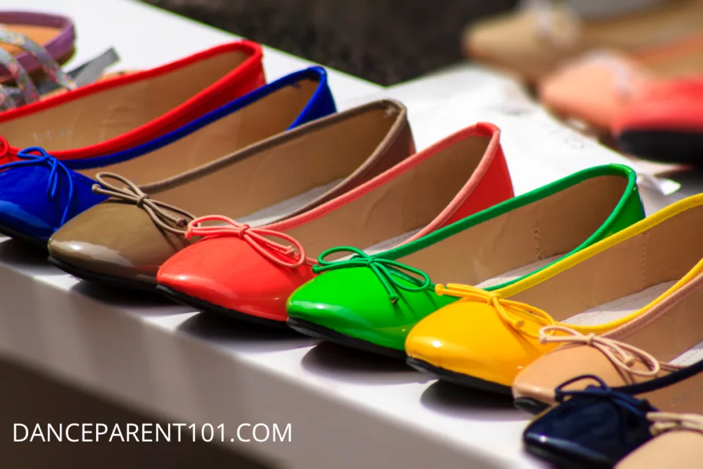 A line of ballet flats in different colors