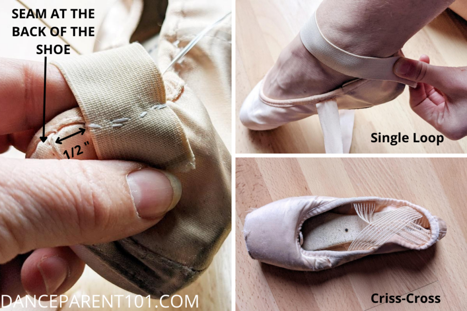 How to Quickly Sew Pointe Shoe Elastic & Ribbons For Class Using Dental